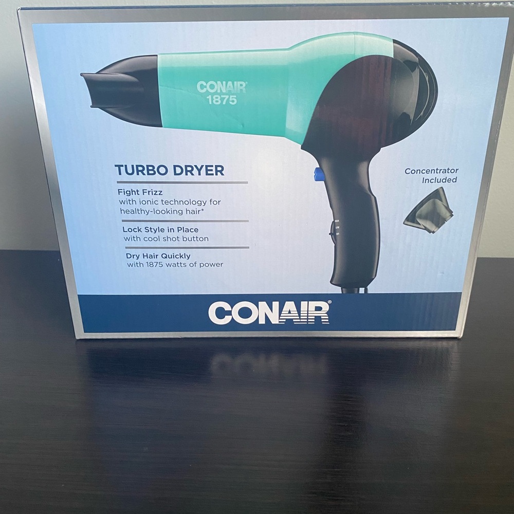 Conair Turbo Dryer 1875 W - Black and Teal New in box